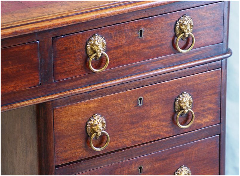 2070 Antique Victorian Walnut Pedestal Desk (9)
